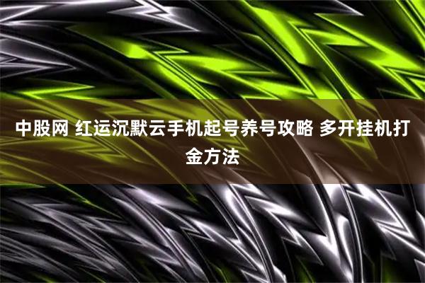 中股网 红运沉默云手机起号养号攻略 多开挂机打金方法